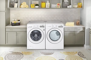 LG 3400 Series White Front Load Washer & Electric Dryer Package with Pedestals (DLE3400W)